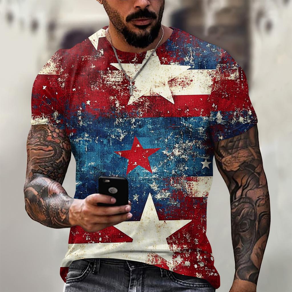 Męski modny T-shirt, odzież uliczna casual z krótkim rękawem