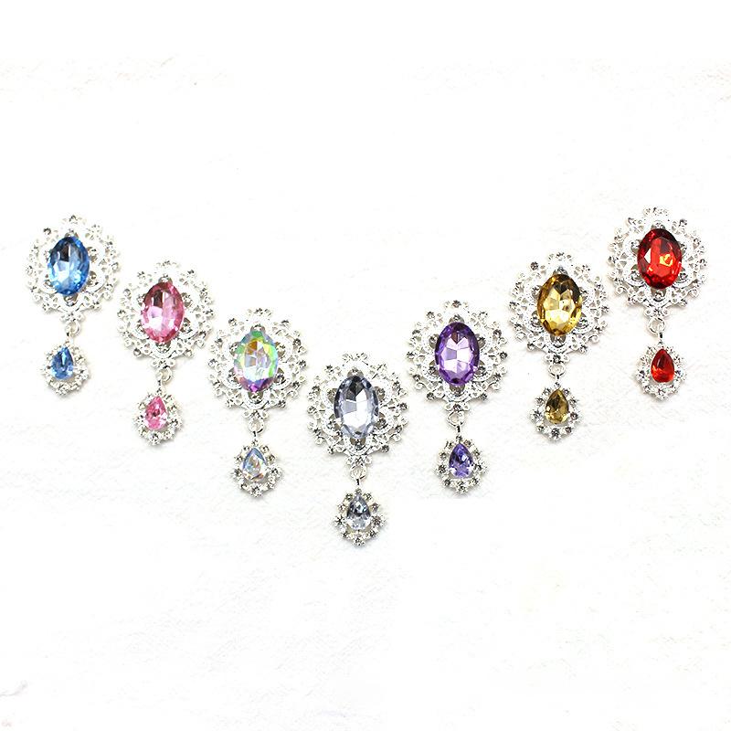 Diy Accessories Flower Plate Diamond Buckle Water Drop Gem Pendant Alloy Accessories Hair Accessories Headdress Material