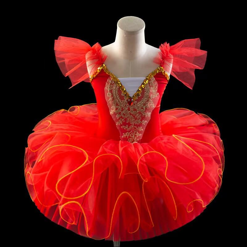 Summer Stage Ballet Dance Dress Girls Performance Tutu Kids Clothes Vestido Girl Mesh Princess Dress for Children's Day