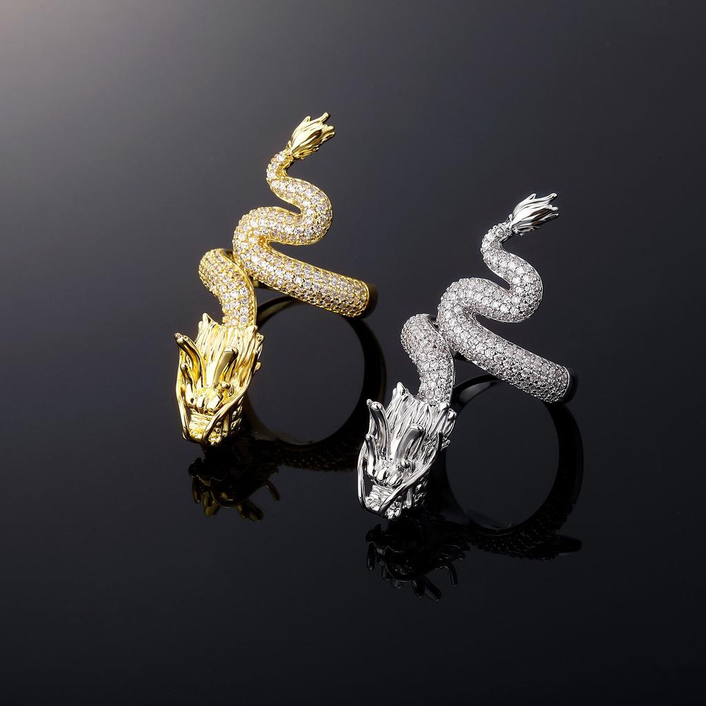 New Black Open Ring with Men's Design Sensation: Spiral Dragon Ring