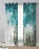 Abstrakte Kunst Ozean Ölmalerei Stil Transparente Vorhänge zur Wohnzimmerdekoration Fenstervorhänge Küche Tüll Voile Vorhänge