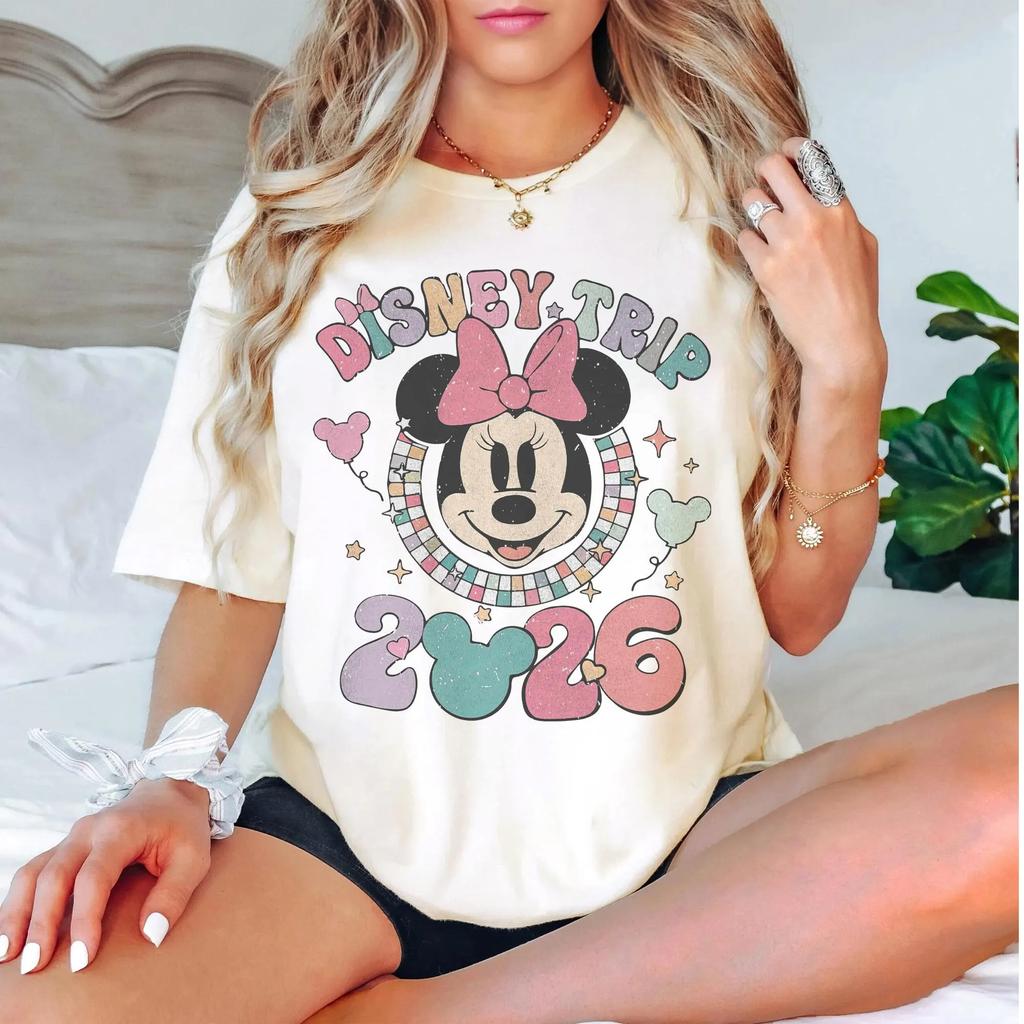 2026 Summer Minnie Graphic T-shirt Unisex Unisex Fashion Cotton Quality Casual Loose Short Sleeve Classic Unisex