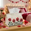 1pc Botanical Elegant Valentine's Day Tissue Box - Roses In Black and White - Holiday Party & Home Decor, 17.02 X 25.91 Cm, Valentine Decorations, Sui