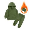Children's Solid Color Hooded Long Sleeve Top and Pants Set for Medium and Large Boys and Girls - Trendy Autumn Clothing