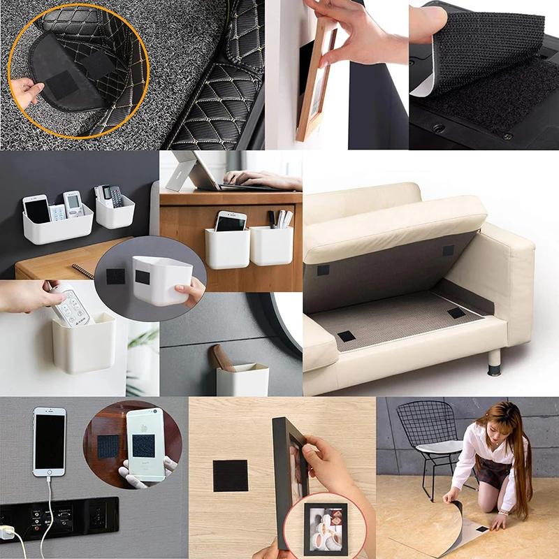 1-40Bags Velcro Double-Sided Self-Adhesive Fastening Tape Nylon Sticker Hook Loop Fastener Tape for Home Carpet Anti Slip Mat