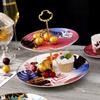 Nordisk Lätt Lyx Tårtställ Dubbel Fruktfat Fantasy Djungel Djurbricka Hushåll Dim Sum Godisfat Keramisk Servis
