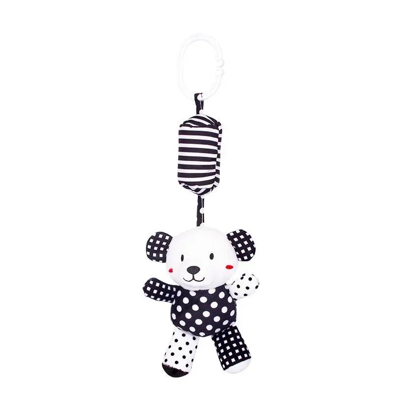 Infant Baby Rattles Newborn Black White Visual Grab Ability Training Toys Stroller Bed Hanging Bell Plush Doll