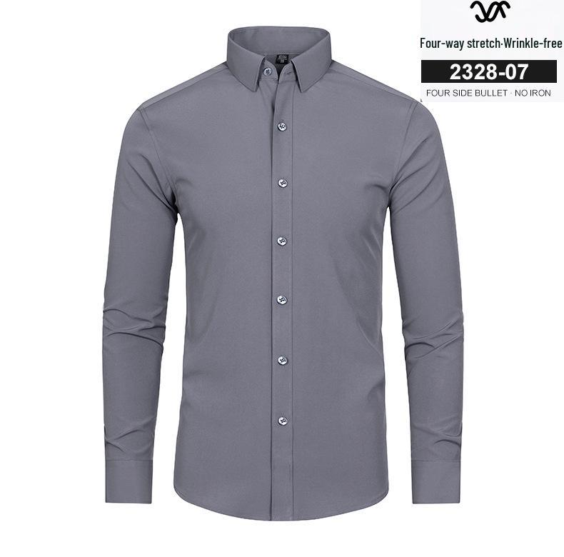 Chemise Stretch à Manches Longues Slim Fit pour Homme - Couleur Unie, Business Décontracté