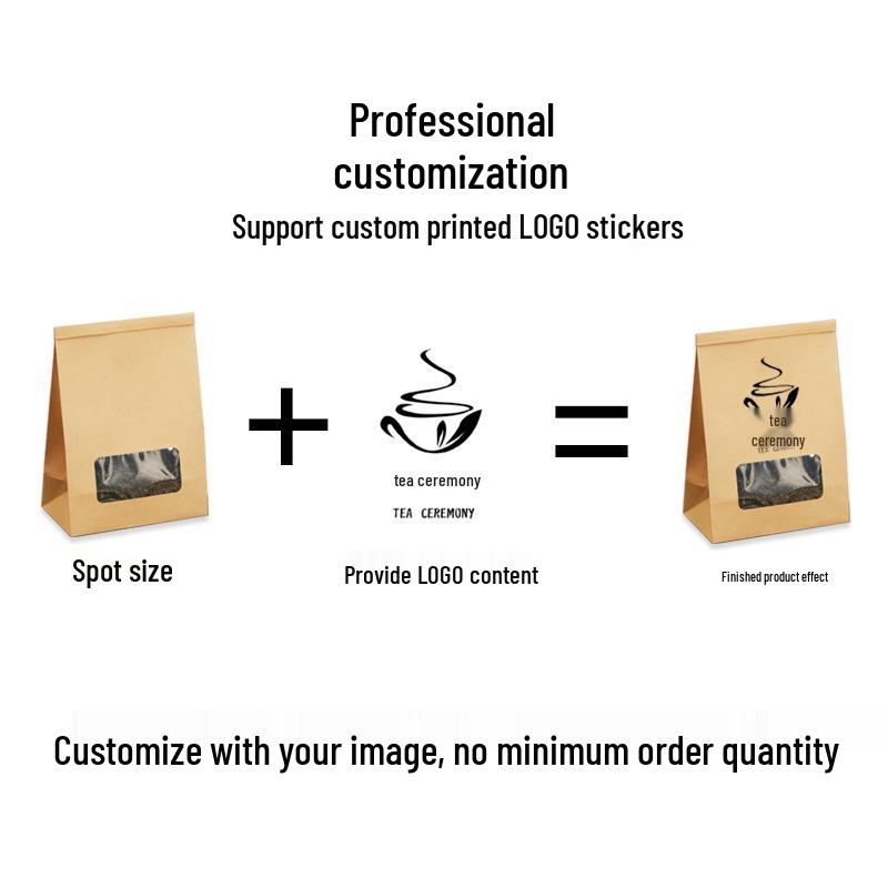 Custom Kraft Paper Tea Bag with Transparent Window and Self-Sealing Aluminum Foil Wire Seal