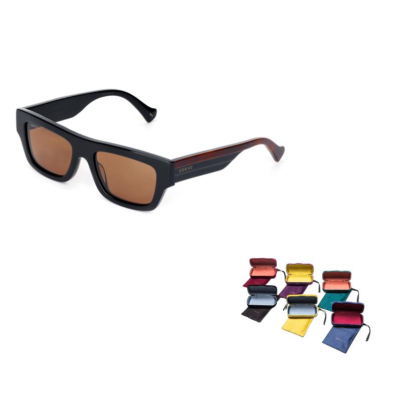 GUCCI Stylish Vintage Versatile Plate Frame Square Sunglasses Men's Black
