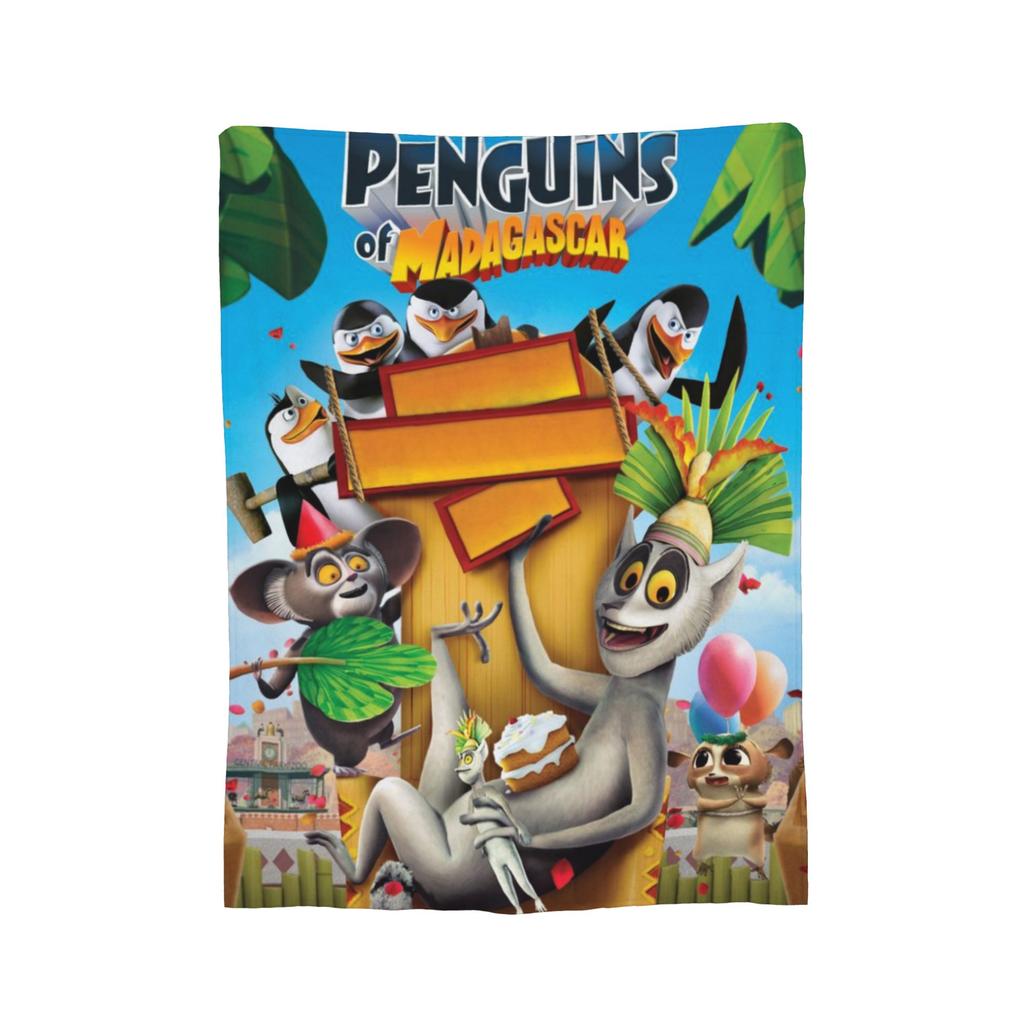Pingwiny z Madagaskaru Merch Kocie Miękki Polarowy Koc Piknikowy Wygodne Narzuty