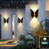 LED Solar Butterfly Wall Night Light Outdoor Waterproof for Garden Courtyard Fence Stairs Pathway Balcony Courtyard Decoration