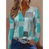 Women's creative printed zipper long-sleeved T-shirt, breathable, soft and comfortable, suitable for all-year-round casual wear