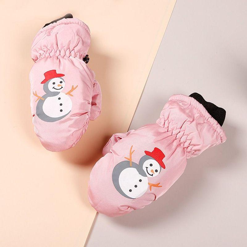 Outdoor Thick Warm Ski Gloves Non-slip Windproof Waterproof Mittens Winter Cute Sports Gloves for 2-5 Years Old Boys Girls