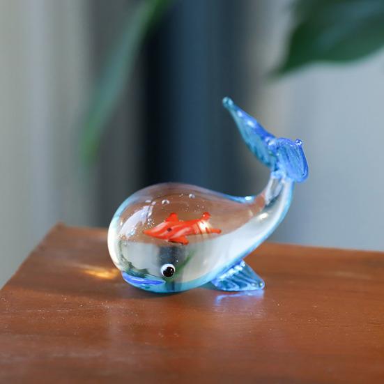 Yousheng Desktop Ornament Ocean Themed Whale Shape High Borosilicate Glass Decorative Figurine Home Office Decoration