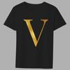 Fashion T-shirt Black Men's 26 English Letters Gold Printing Pattern Series Casual Round Neck Commuter Comfortable Top T-Shirts Men’s