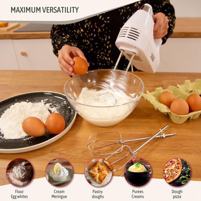 Elegance Batteur Electrique Cuisine Mixeur Spécial Pâtisserie 5 Vitesses + Turbo Briebe HM1174WHT 400W Blanc 04162