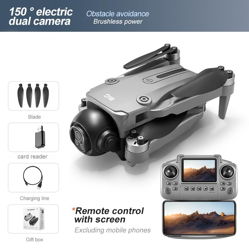 New D18 RC Drone 8K Professional HD Dual Camera 360° Obstacle Avoidance Aerial Optical Brushless Large Screen Quadcopter Toy