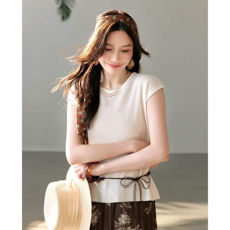 TERRE BLEUE Women's Summer Knit T-Shirt & Skirt Set