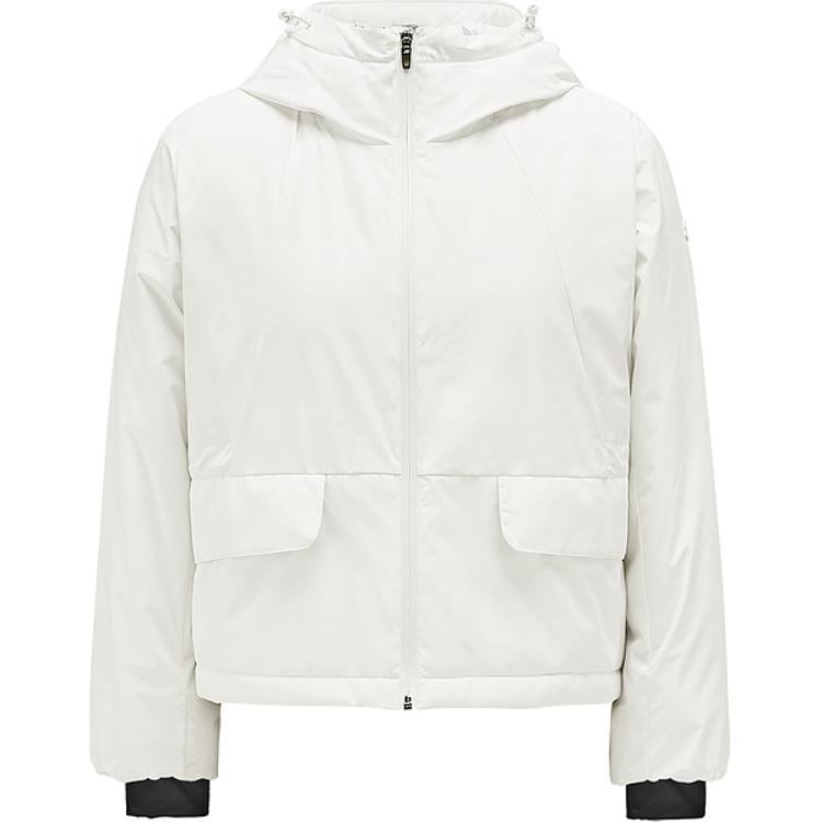 Skechers Woven Stain Resistant Oil Resistant Water Resistant Zip Up Hooded Jacket Women Jackets Cotton-Candy-White P424W120-0074 L