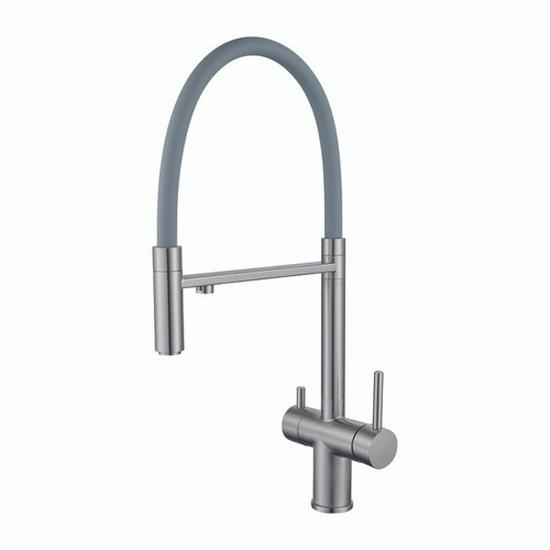 Gunmetal 304 Stainless Steel Pull-Out Kitchen Faucet with Hot/Cold Drinking Water Purifier and Vegetable Sink Function.