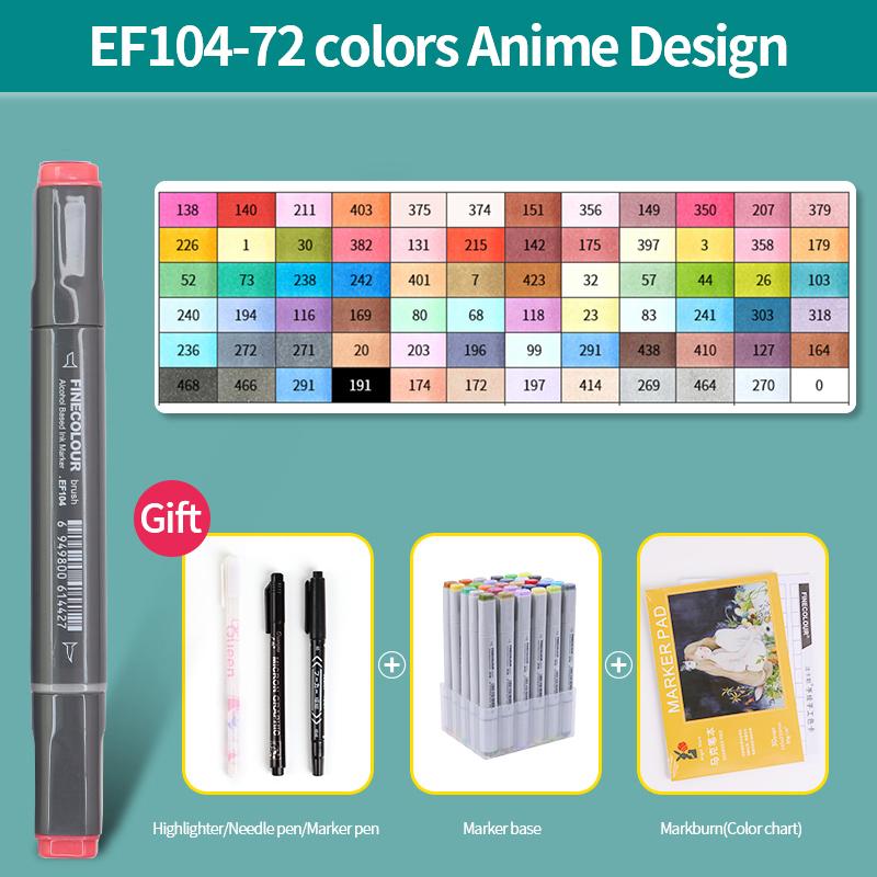 EF104 Double-Head Alcohol Marker Pens Sketch Design Marker Brush Pen Beginner Manga Graphic Drawing Art Supplies