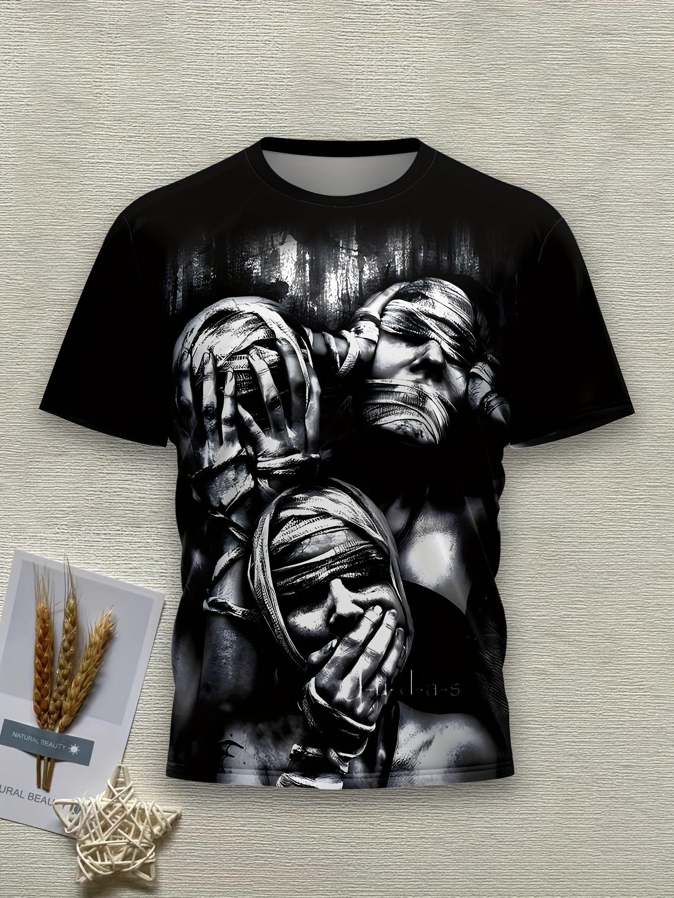 

Men s 3D Printed Fun T-Shirt - Relaxed breathable polyester, machine washable, crew neck XL
