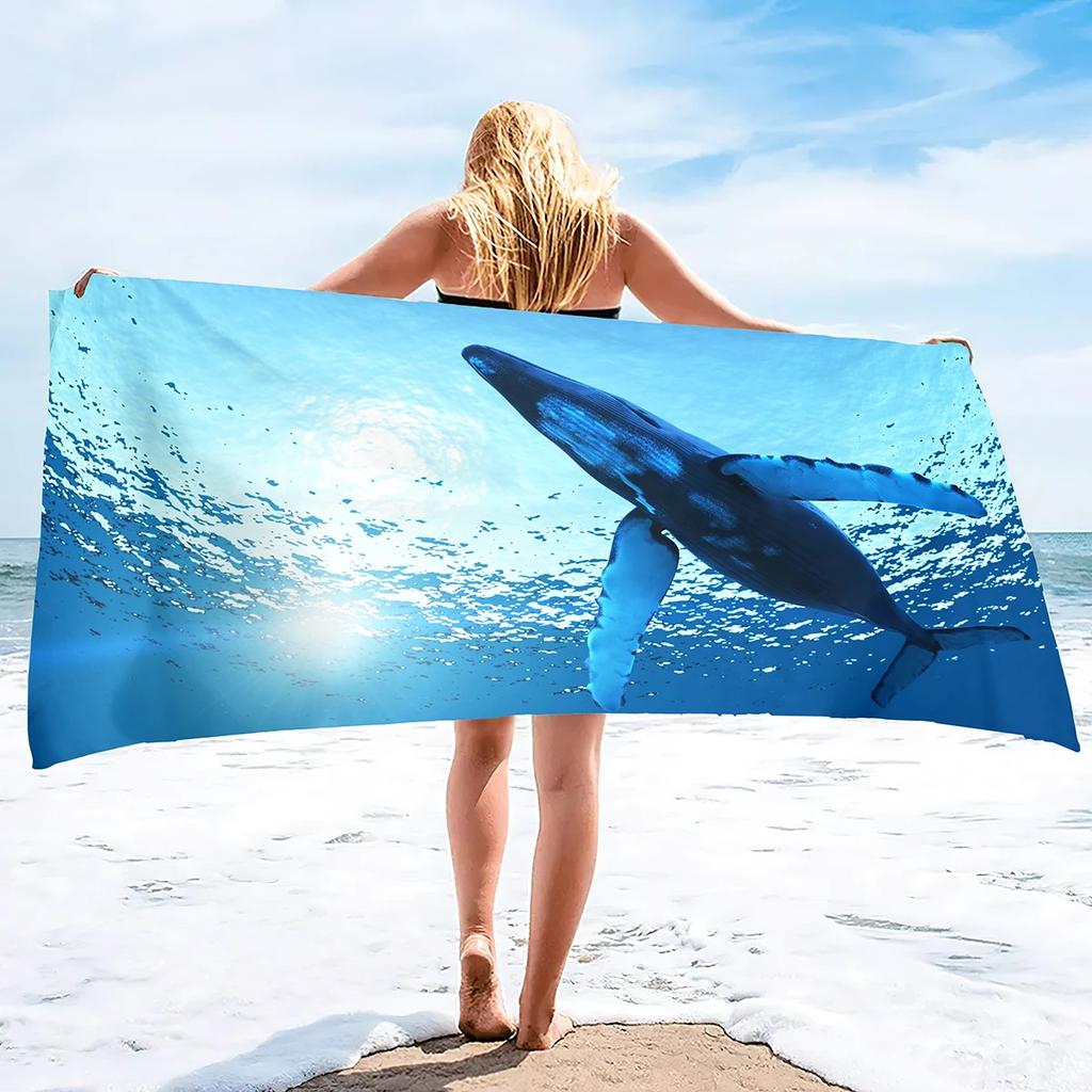 Microfiber Beach Towel Oversized Clearance Towels, Extra Large Sand Free Super Absorbent Travel Pool Towel,Whale Beach Towels