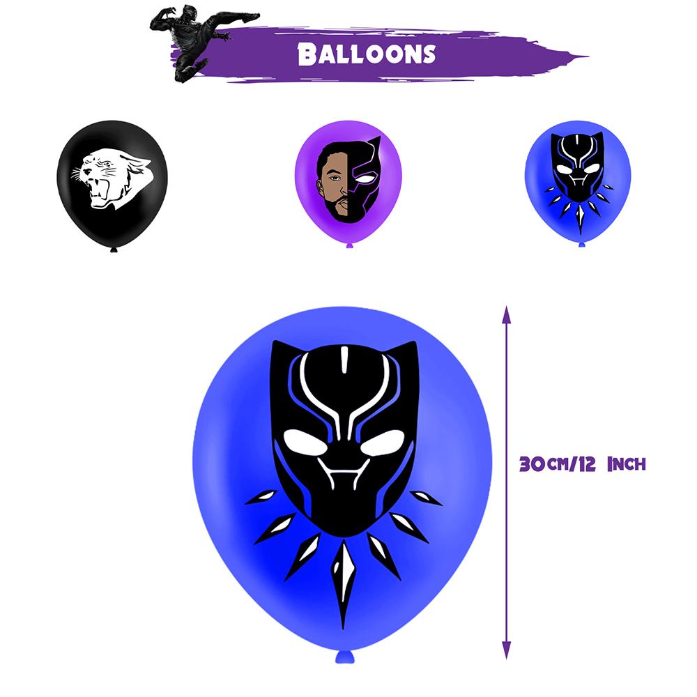 Black Panther Birthday Party Supplies Includes Banner, Cake Toppers, Balloons