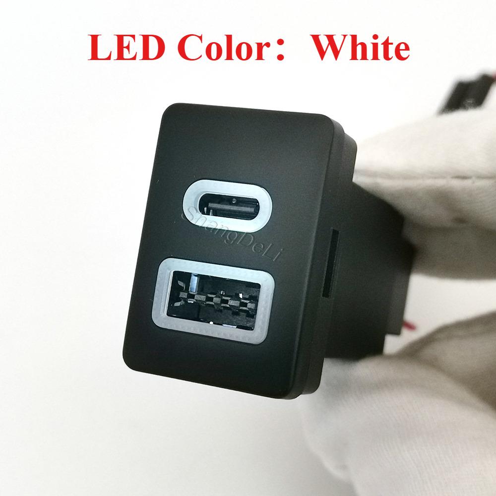 White Led Fit for For Toyota New LC120 Prado Fuse Box Connector Car Type-C PD QC3.0 Dual Phone Charging Adapter Charger Socket