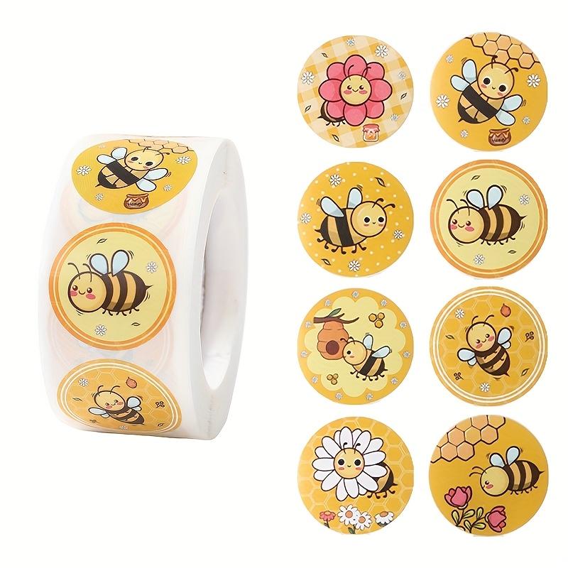 500pcs Wood Pattern Bee Stickers Self-Adhesive Plaid Bee-Shaped Seals Wood Surfaces Single Use Matte Finish Decorative Stickers