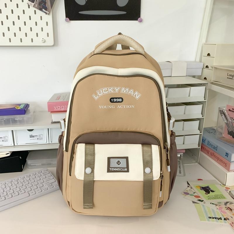 Middle School Student Schoolbag Women's Campus Large Capacity Backpack Men Color Block Backpack