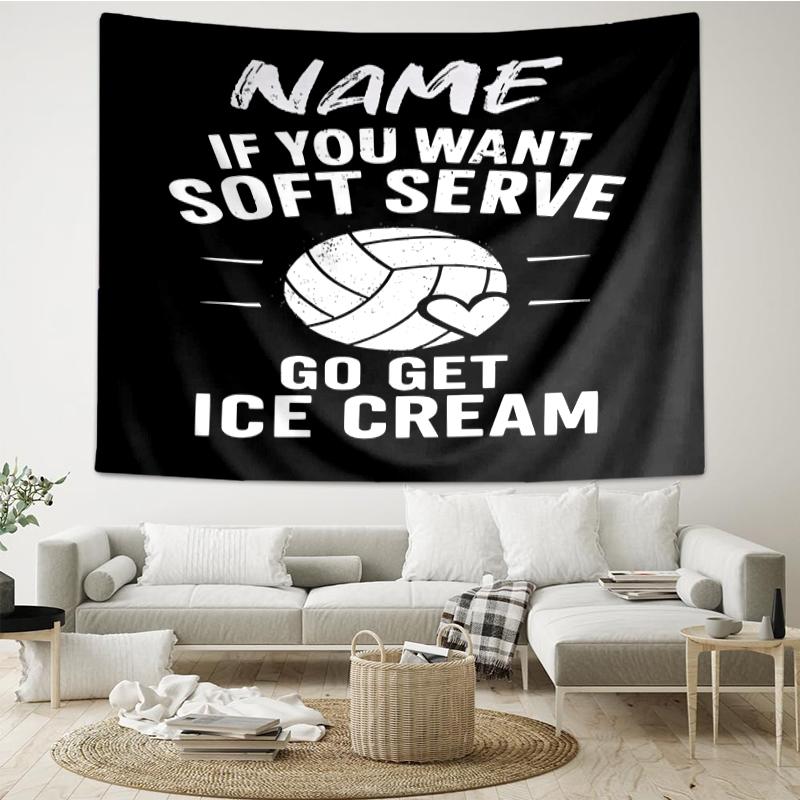 Custom Name volleyball Print Tapestry, Backdrop, Easy Setup, Ideal for Bedroom, Office & Living Room, with Aesthetic Wall Hanging Decor.