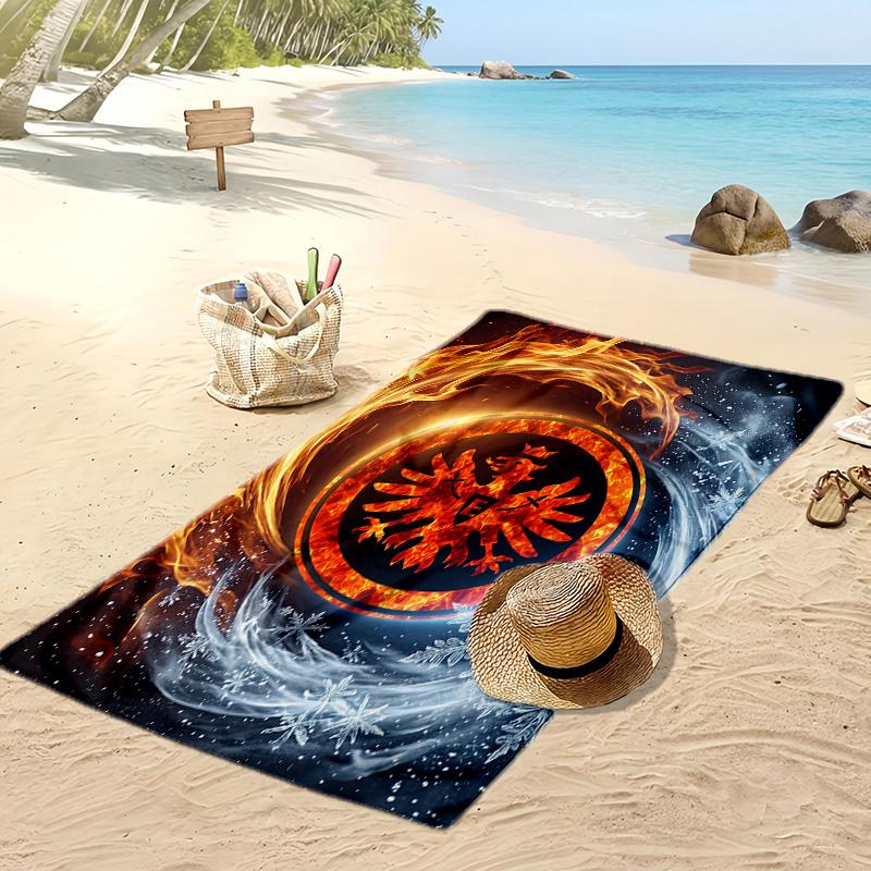 Asciugamano da Spiaggia con Stampa del Club di Calcio Eintracht Frankfurt, Asciugamano Grande Morbido Asciugatura Rapida per Spiaggia Campeggio Nuoto