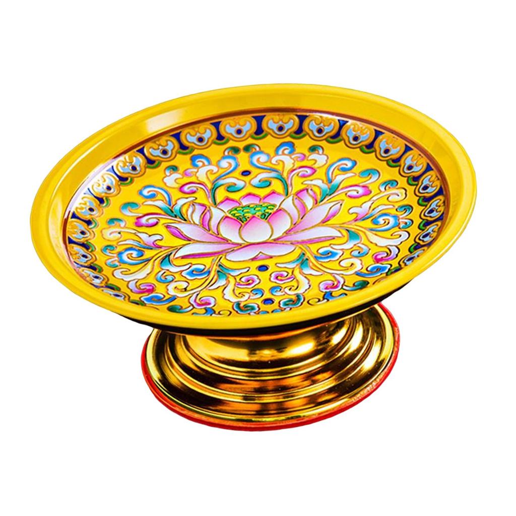 Alloy Temple Tray Easy to Fill Buddhist Decoration Chinese Style 7 Inch