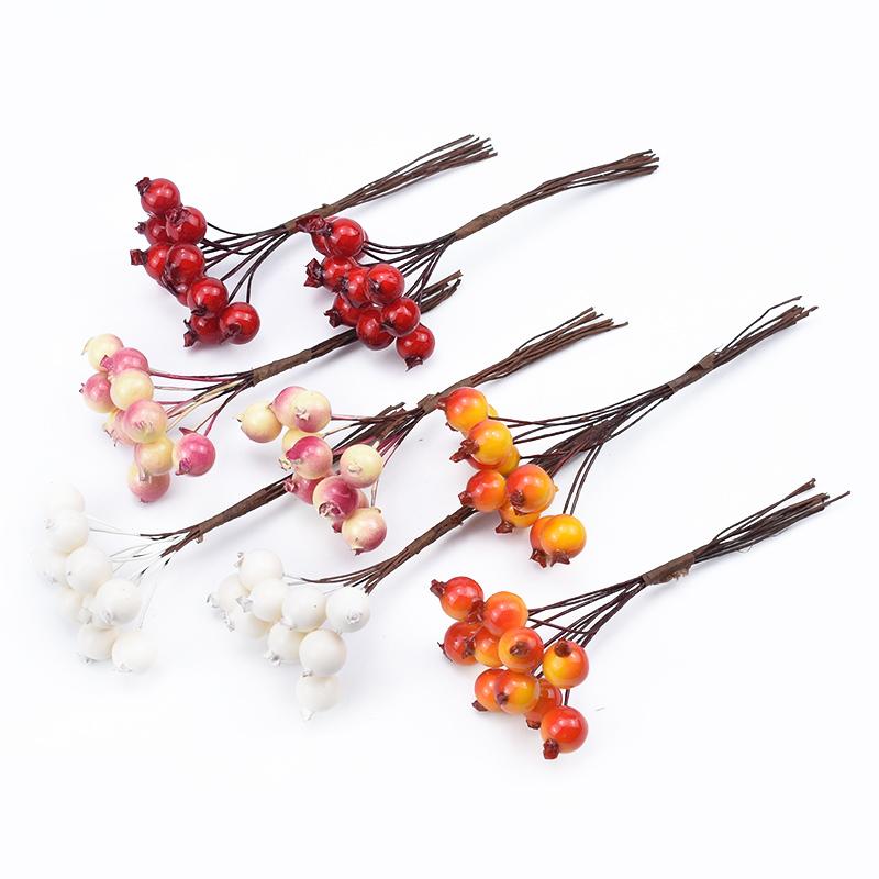 10/20pcs PE Cherry Fruit Artificial Plants Home Outdoor Garden Courtyard vase table Scrapbooking DIY Gift Box Wreath Decorative