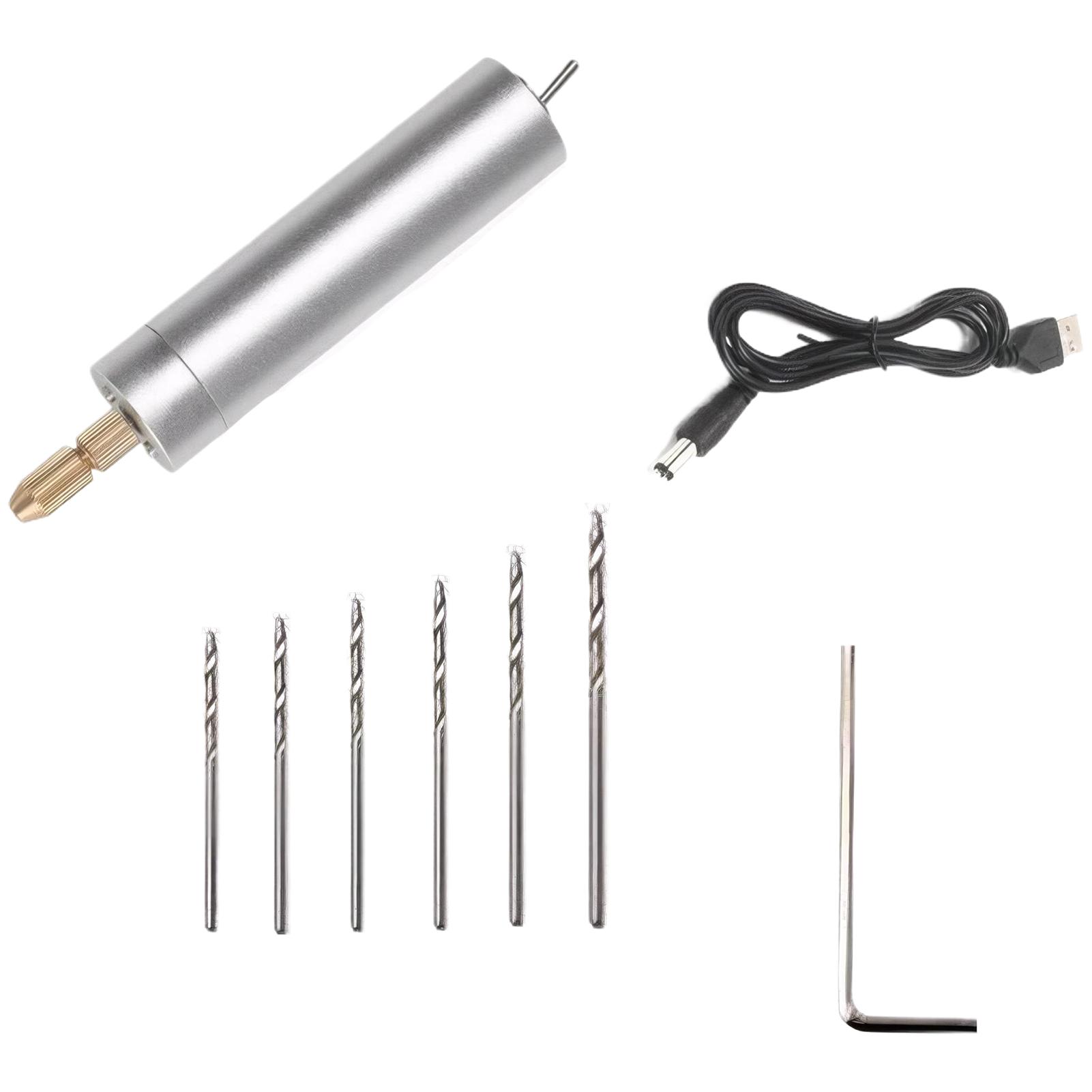 

Высокоточный вращающийся двигатель Мини электрическая дрель Удобная USB зарядка Портативная серебряный