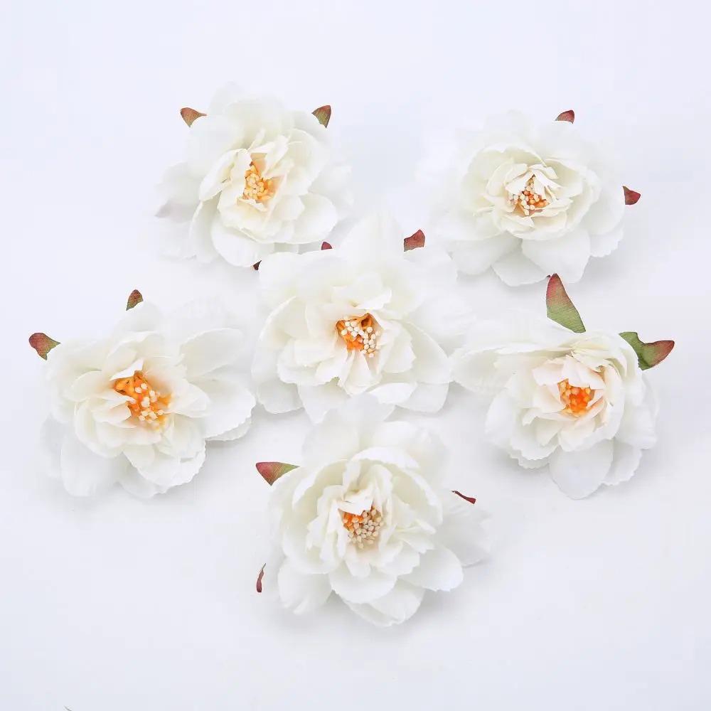 

5/10Pcs Artificial Flower Heads Autumn Rose Home Decoration Outdoor Garden Wedding Decor DIY Wreath Gift Box Accessories 5PCS белый