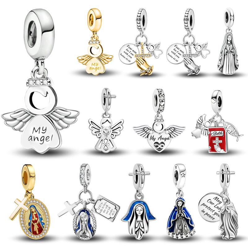 Copper Love Angels Four Leaf Clover Charm Bead Fit For Women Bracelets Bangles Diy Jewelry Making