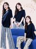 Roomwear Pajamas Loungewear for Women Summer Short Sleeve Modal Loose Fit Cute Black Apricot [Beatgos] (245 & L)