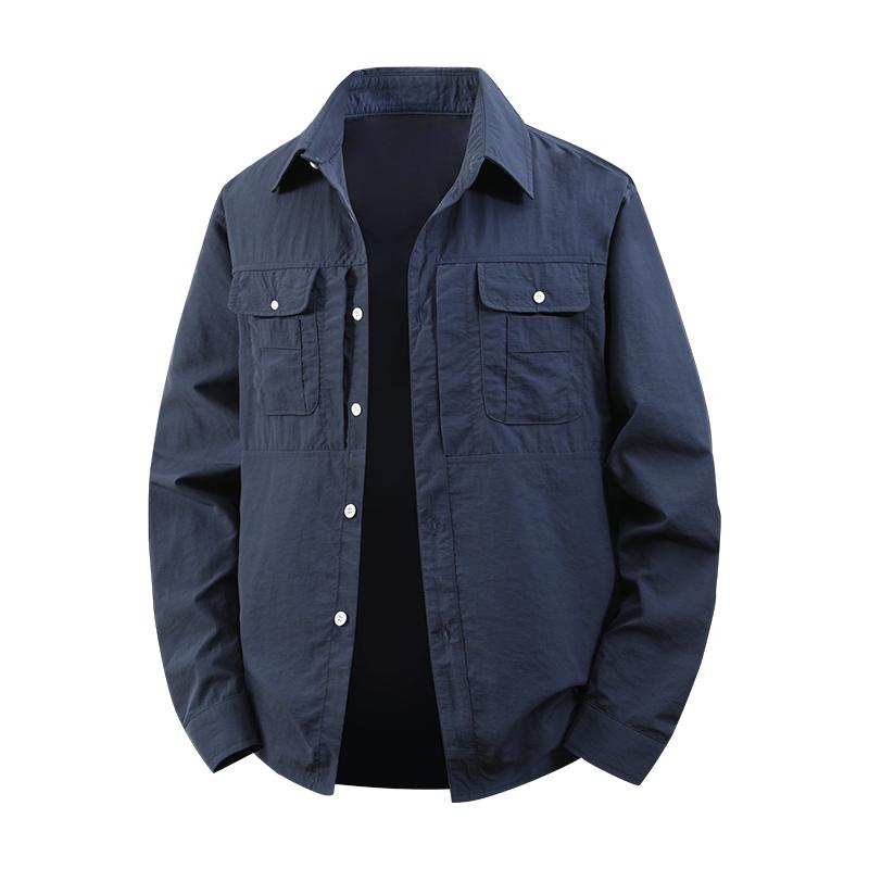 Jacket Workwear Collar Long Sleeved Shirt Loose Casual Plus Size Top