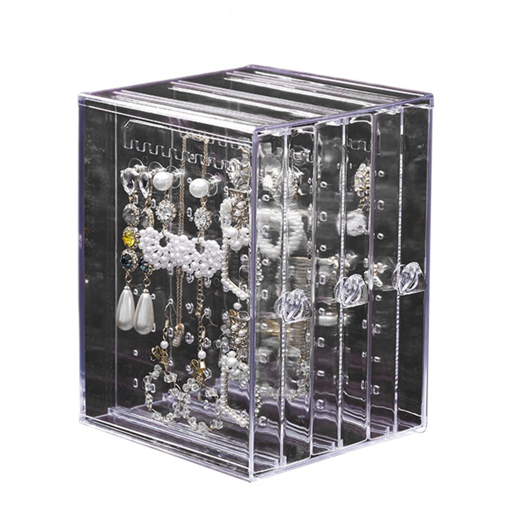 Jewelry Storage Rack Transparent Large Capacity Dustproof Vertical Earrings Display Stand Jewelry Storage Clear Drawer Box Case
