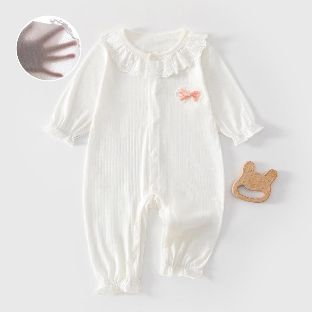 Atmungsaktiver Baby-Mädchen-Langarm-Sommer-Strampler