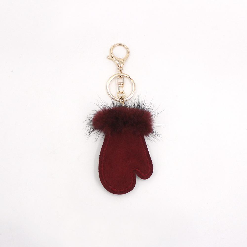 Snow Pu Leather Pendant Fluffy Winter Plush Keyring Fashion Bag Pendant Gifts