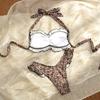 Bikini Three-piece Leopard Print Beach Wrap Skirt Sunblock Sexy Backless Swimsuit Bra