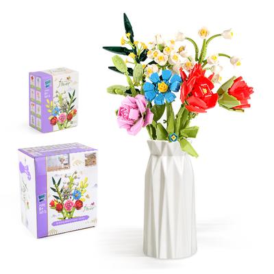 D Children'S Building Block Toys Building Block Flower Bouquet Blind Box Diy Assembly Small Particles Building Block Flowers Red Rose