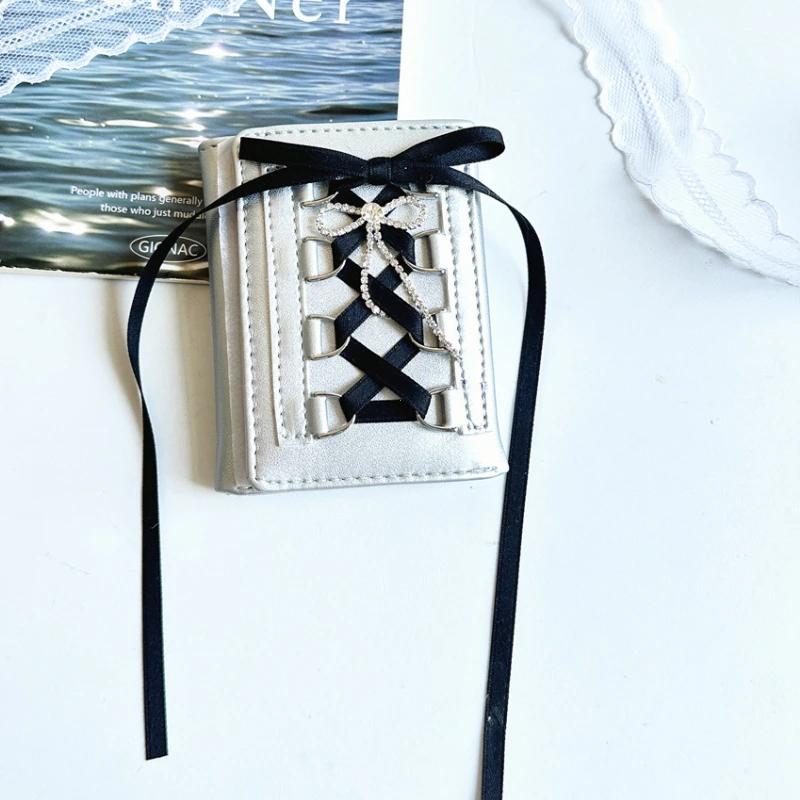 Серебряные милые кошельки для женщин Y2k дизайнерские оригинальные модные короткие портмоне в корейском стиле повседневные новые милые кошельки 1349₽