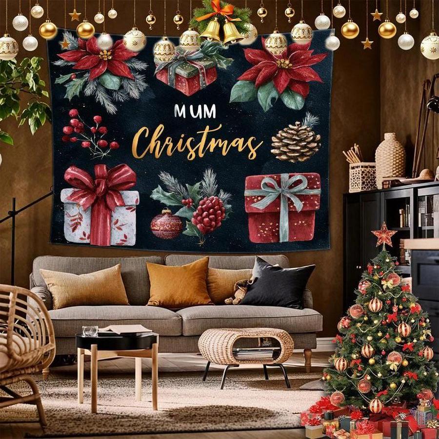 Mum Christmas Tapestry Background Cloth Hanging Cloth Bedroom Bedside Decorative Wall Cloth Rental Dormitory Tapestry