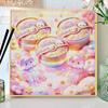 Pink Pastel Kawaii Bun Full Circle Diamond Painting Kit, Full Diamond Cartoon Food Diamond Embroidery Set