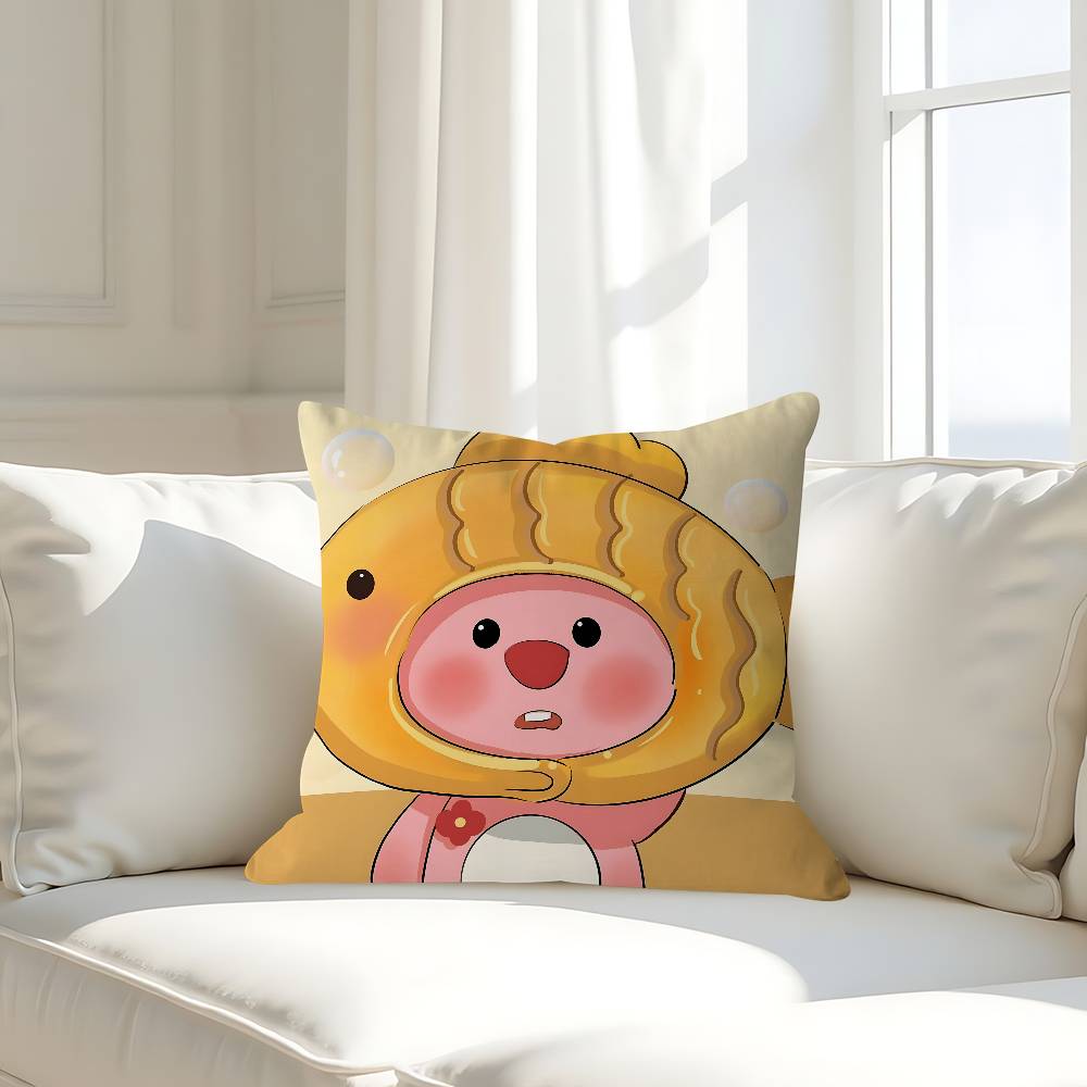 P-Pororos Cute L-Loopy Pillow Case Removable Washable Cushion Cover – All-Season Soft Linen
